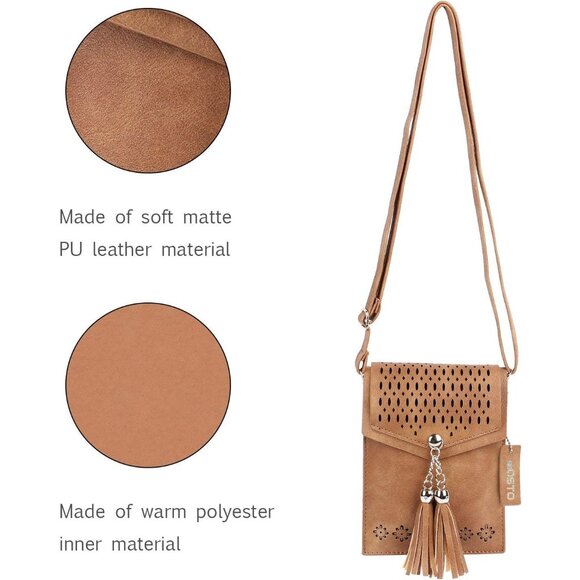 Elegant Small Crossbody Bag with Tassel - Ideal for Phones Up to 6.5 Inches - Picture 6 of 8